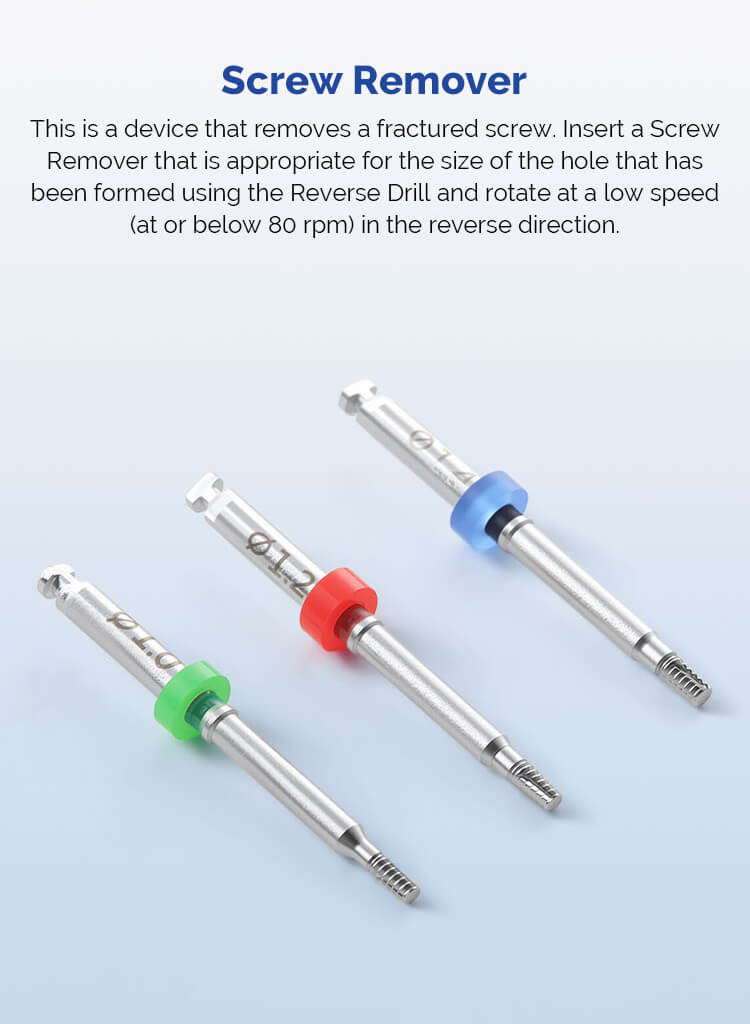 Universele implantaat‑schroef verwijderingsset voor gebroken implantaat‑schroeven